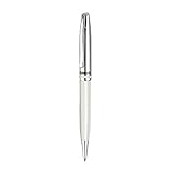 Pelikan Jazz Bolígrafo metálico medio, 0.7 mm, color blanco y plata