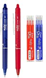 Pilot - FriXion Ball Clicker – Bolígrafo roller a presión (retráctil) con tinta de gel borrable (Juego con bolígrafo azul, bolígrafo rojo, 3 recambios en azul, 3 recambios en rojo)