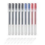 MUJI - Juego de 9 bolígrafos de tinta de gel de 0,38 mm, paquete de 5 negros, 2 azules, 2 rojos