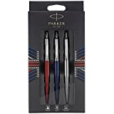 Parker Jotter London paquete Trio Discovery: bolígrafo de color azul Royal, bolígrafo de gel de color rojo Kensington y portaminas de acero inoxidable