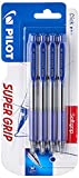 Pilot Supergrip - Bolígrafo retráctil. Tinta base aceite, Azul, 4 unidades