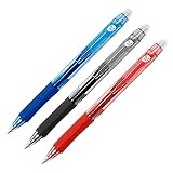 Raylu Paper® - Pack de 3 Bolígrafos Borrables Retráctiles, con Tinta de Gel Híbrida, Colores Azul Rojo Negro, Trazo de 0,7 mm (3 Colores)