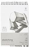 Winsor & Newton Papel - Bloc de papel de esbozo en espiral, extra blanco 110g A5 50 hojas