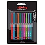 Rotring Liner bolígrafos de punta fina | 0.4 mm | Bolígrafos de colores para escribir y dibujar | Envase sin plásticos | Colores variados | 10 unidades
