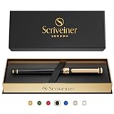 Scriveiner Rollerball Pen Bolígrafo Roller de Gama Alta con Acabado en Oro de 24 Quilates, Recambio Schmidt, Regalo Hombres y Mujeres, Bolígrafos Profesionales de Diseño (Negro)