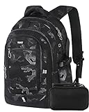 Mochilas Escolares Adolescentes Niño Bolso Mochila Escolar Niños y Niñas 10 12-25 Años Hombre Portatil 17.3 Pulgadas Ordenador Grande Bolsas Tipo Casual para Juveniles Viaje Instituto Colegio Negro