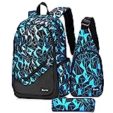bunie Bolso Mochilas Escolares Adolescentes para Escuela Intermedia Mochila Escolar Niño y Niñas 8 10 12 14 16 18 Años Juveniles Grandes Colegio Instituto Bolsas Escolares (Azul)